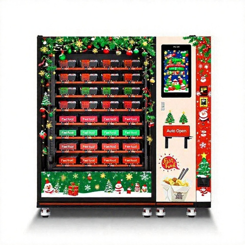 TCN Hot Food Vending Machine with Christmas Stickers