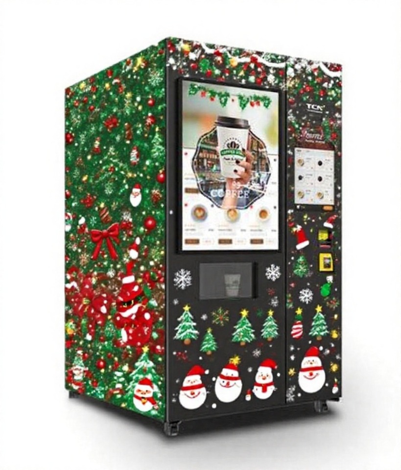 TCN Coffee Vending Machine with Christmas Stickers