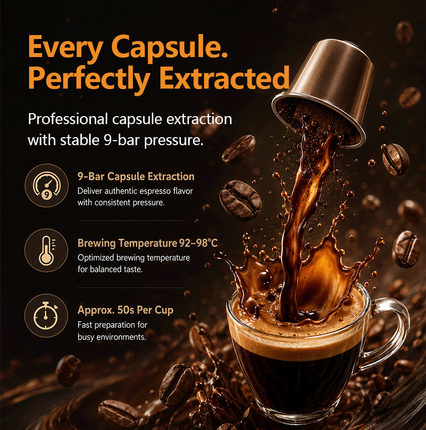 TCN-NCF-7N-V22 Coffee vending machine with swiss ditting , cofee beans ground more even and extracting improved