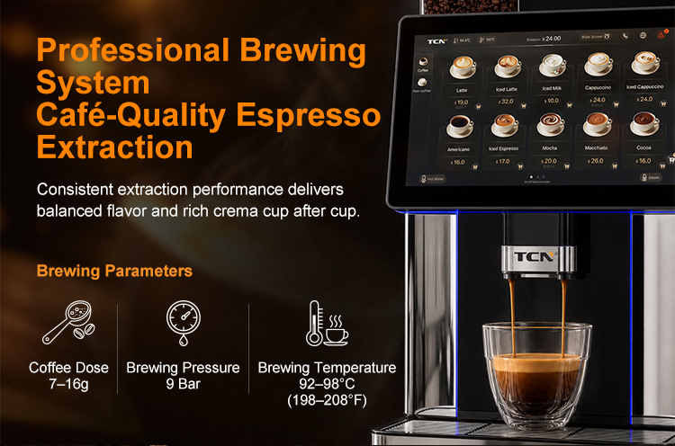  TCN-NCF-7N-V22 Coffee vending machine with swiss ditting , cofee beans ground more even and extracting improved