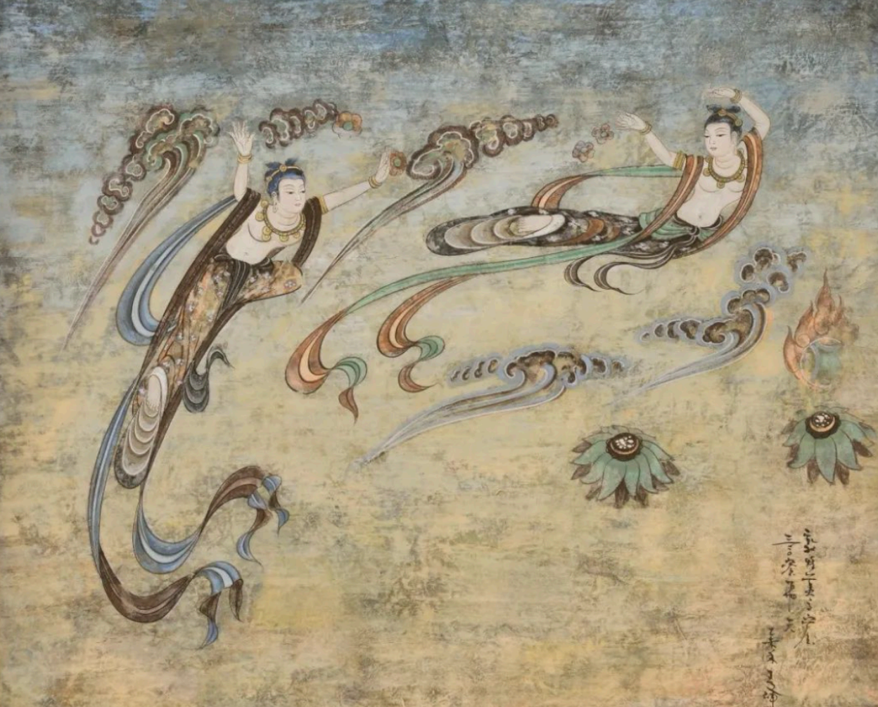 飞天-320窟飞天盛唐-莫高窟320窟双飞天-盛唐2